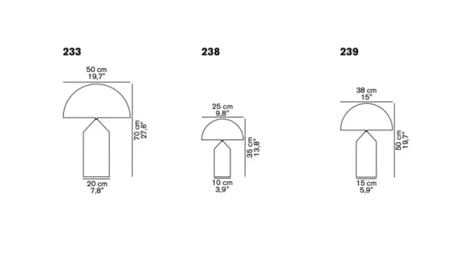 Atollo medium 239 Tischleuchte metall